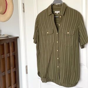 Madewell Olive Green Striped Button Down Shirt